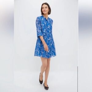 Tuckernuck Limoges Blue Floral Royal Shirt Dress